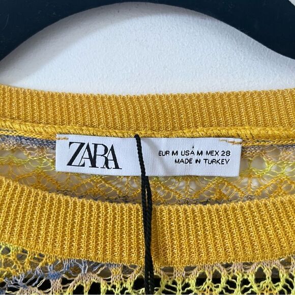 BNWT Zara Yellow Pointelle Knit Lightweight Crop Sweater - Picture 12 of 14